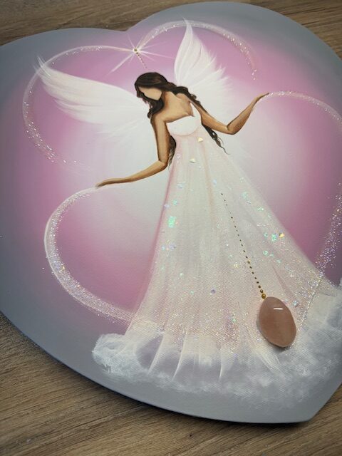 Andělský ochranný obraz s růženínem | Chráním své srdce a naplňuji jej láskou | 40cm - Obrázek 3