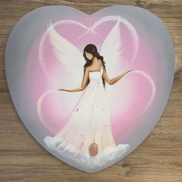 Andělský ochranný obraz s růženínem | Chráním své srdce a naplňuji jej láskou | 40cm