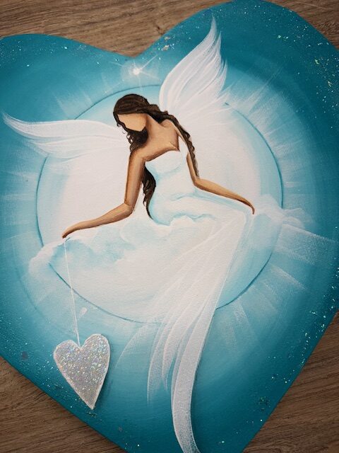 Andělský ochranný obraz ve tvaru srdce | Chráním tvůj prostor | Modrý | 30x30 cm - Obrázek 4