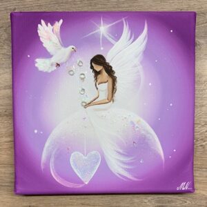 Andělský ochranný obraz s křišťálky | V lásce pod ochranou | 20x20 cm