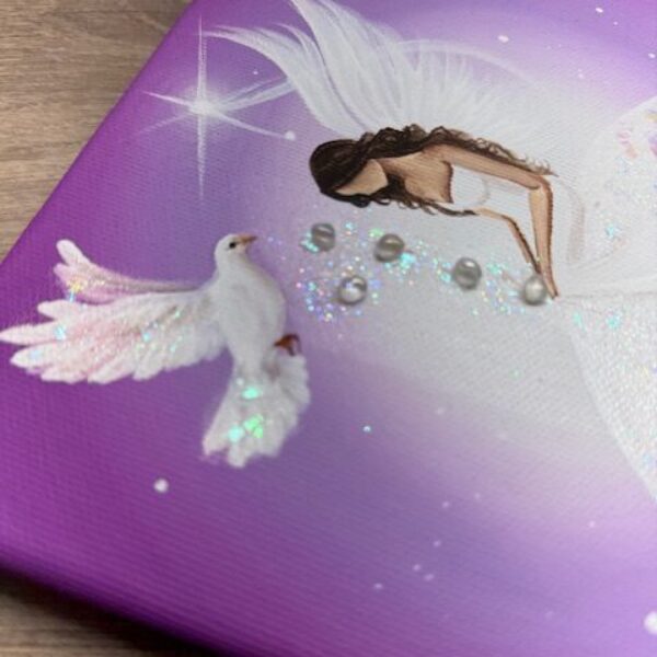 Andělský ochranný obraz s křišťálky | V lásce pod ochranou | 20x20 cm