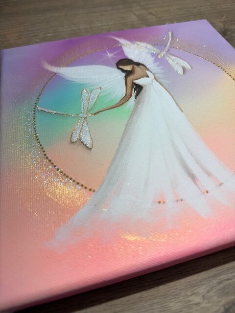 Andělský ochranný obraz s vážkami | Barvy proměny | 20x20 cm - Obrázek 3