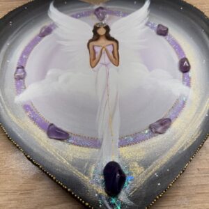 Andělský velmi silný obraz s ametysty a achátem | Hlas intuice | 30 cm