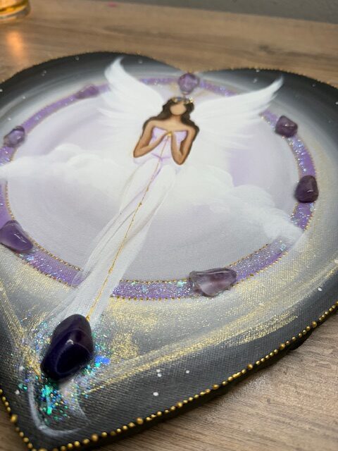 Andělský velmi silný obraz s ametysty a achátem | Hlas intuice | 30 cm - Obrázek 6