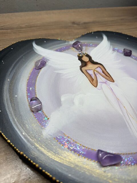 Andělský velmi silný obraz s ametysty a achátem | Hlas intuice | 30 cm - Obrázek 5