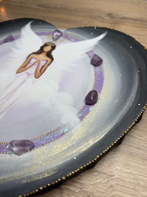 Andělský velmi silný obraz s ametysty a achátem | Hlas intuice | 30 cm - Obrázek 4