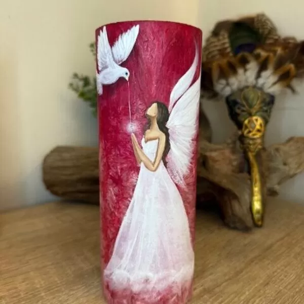 Andělská slunovratová ochranná svíce | Ukotvuji se ve své síle | 20cm | Holubice