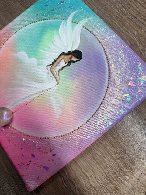 Andělský ochranný a harmonizační obraz s křišťálem | Anděl strážný | 20x20cm - Obrázek 5