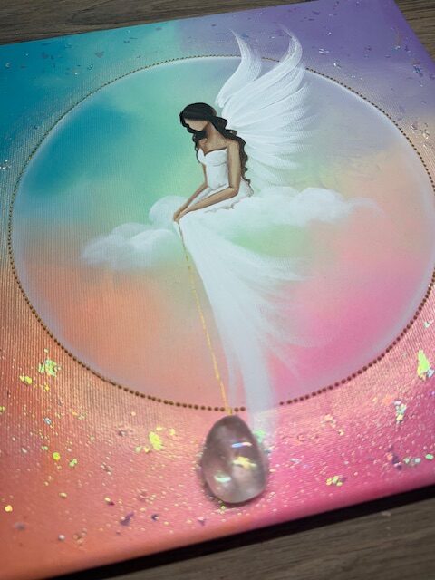 Andělský ochranný a harmonizační obraz s křišťálem | Anděl strážný | 30x30cm - Obrázek 5