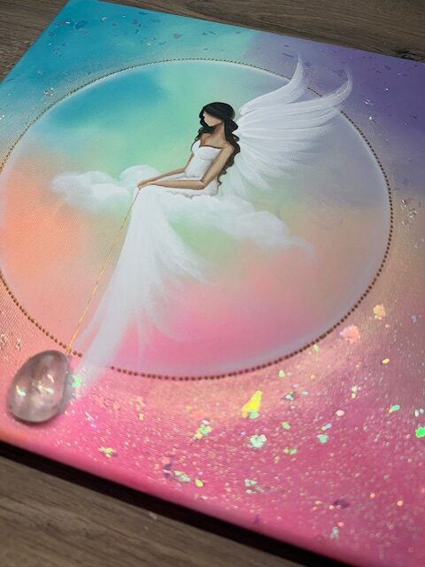 Andělský ochranný a harmonizační obraz s křišťálem | Anděl strážný | 30x30cm - Obrázek 4