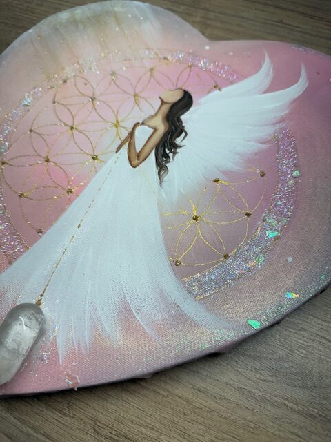 Andělský ochranný obraz s křišťálem | Tiché vedení | 30 cm - Obrázek 2