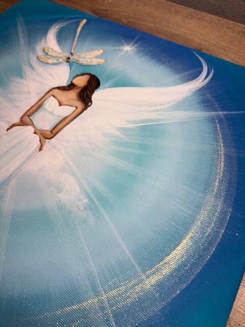 Andělský velmi silný a ochranný obraz s mušlí hřebenatkou | Hluboká moudrost | 40x40 cm - Obrázek 5