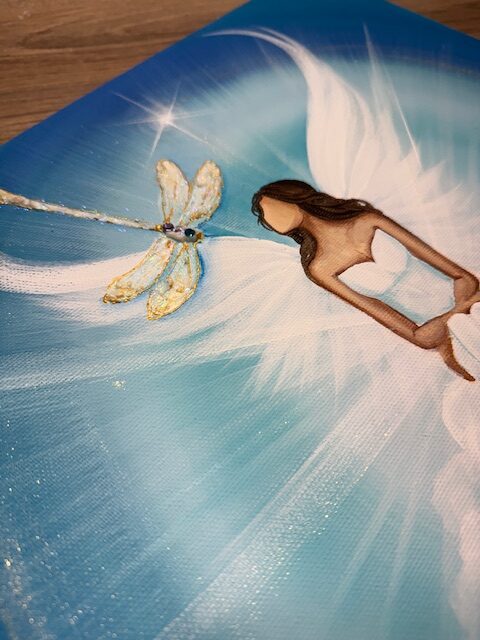 Andělský velmi silný a ochranný obraz s mušlí hřebenatkou | Hluboká moudrost | 40x40 cm - Obrázek 4