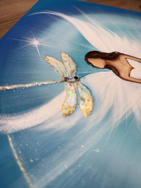 Andělský velmi silný a ochranný obraz s mušlí hřebenatkou | Hluboká moudrost | 40x40 cm - Obrázek 3