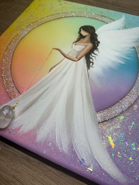 Andělský ochranný obraz s křišťálem | Anděl štěstí | 30x30 cm - Obrázek 3