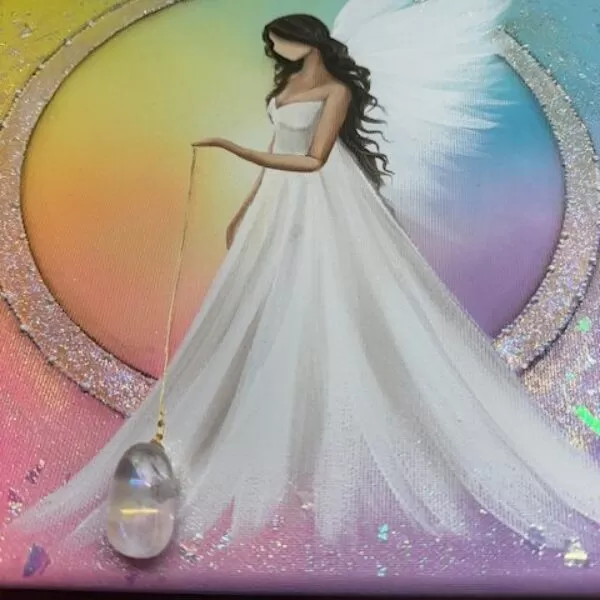 Andělský ochranný obraz s křišťálem | Anděl štěstí | 30x30 cm