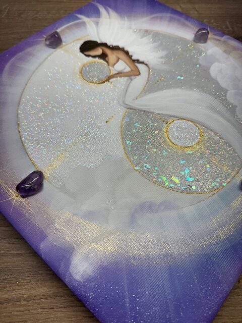 Andělský ochranný obraz s ametysty | Proměna | 30x30 cm - Obrázek 3