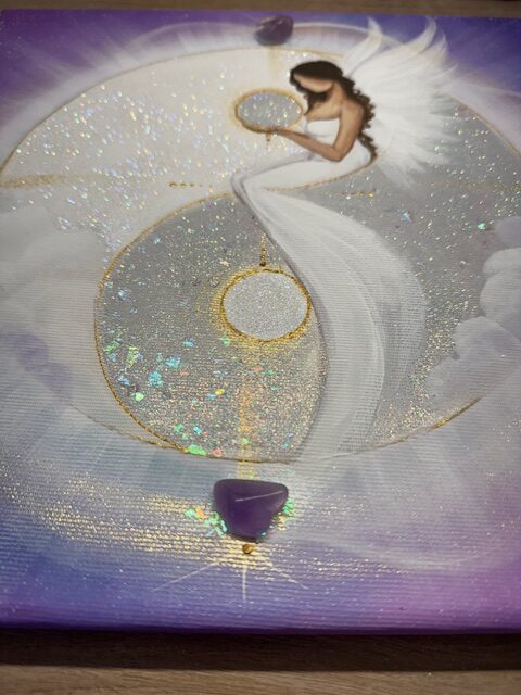 Andělský ochranný obraz s ametysty | Proměna | 30x30 cm - Obrázek 5