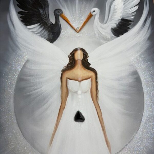 Andělský ochranný obraz s poselstvím  | JSEM | 40x70 cm