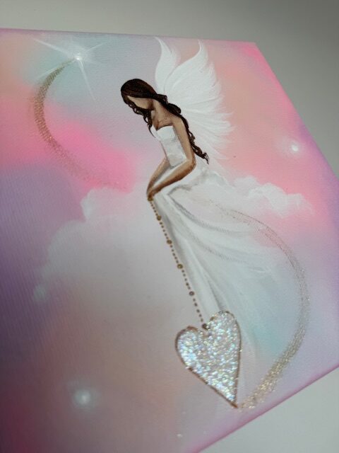 Andělský ochranný obraz se srdcem | Strážce tvojí lásky | 20x20cm - Obrázek 2