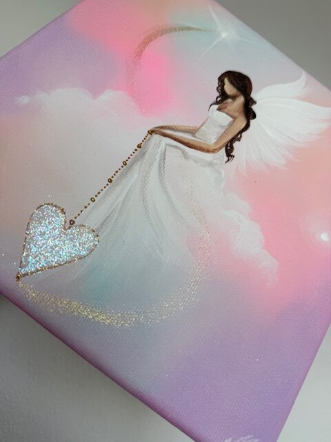 Andělský ochranný obraz se srdcem | Strážce tvojí lásky | 20x20cm - Obrázek 3