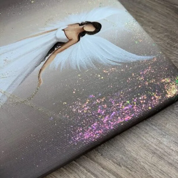 Andělský, ochranný obraz s drúzičkou křišťálu  | Cesta klidu | 20x20 cm