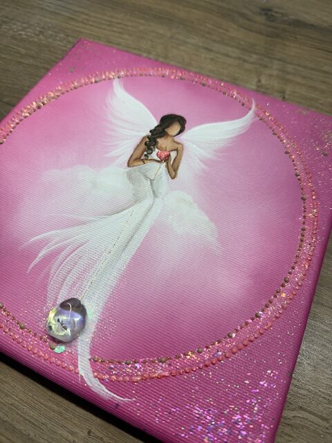 Andělský ochranný obraz s křišťálem| Láskyplný | 20x20 cm | Svítí ve tmě - Obrázek 4