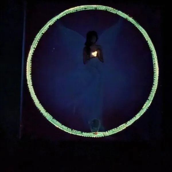 Andělský ochranný obraz s křišťálem| Láskyplný | 20x20 cm | Svítí ve tmě