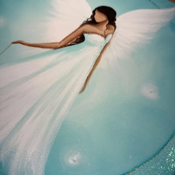 Andělský zklidňující a ochranný obraz s křišťálem | Důvěřuj | 30x30 cm