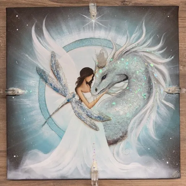 Nesmírně silný obraz v energiích dračí brány a úplňku | Strážci tvého nitra | 40x40 cm