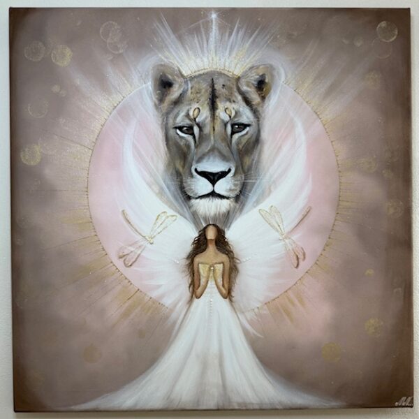 Velmi silný ochranný obraz v energiích lví brány | Tichá síla | 60x60 cm