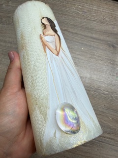 Andělská zlatavá svíce Novoluní s křišťálem | světelný ochránce | 20cm | 1 - Obrázek 4