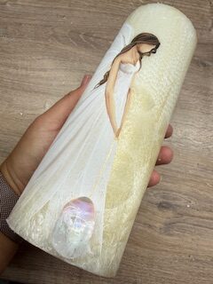 Andělská zlatavá svíce Novoluní s křišťálem | světelný ochránce | 20cm | 4 - Obrázek 4