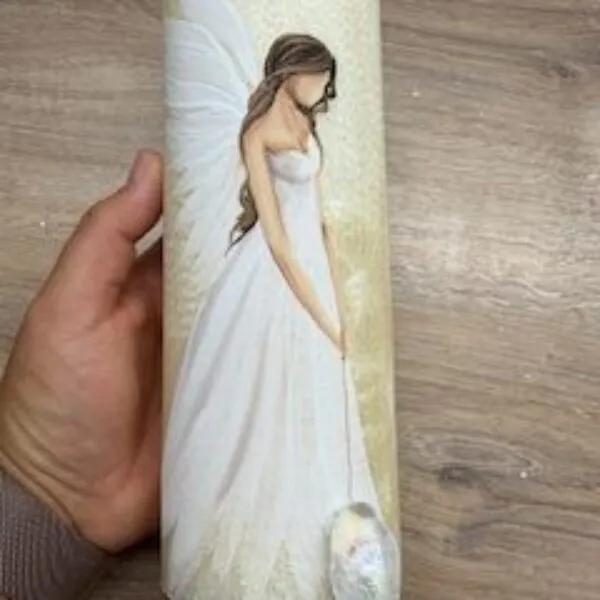 Andělská zlatavá svíce Novoluní s křišťálem | světelný ochránce | 20cm | 4