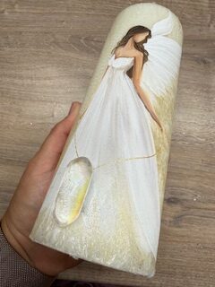 Andělská zlatavá svíce Novoluní s křišťálem | světelný ochránce | 20cm | 5 - Obrázek 4