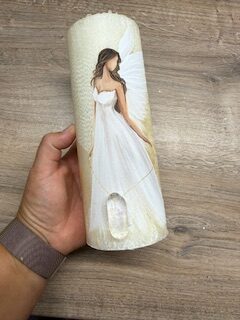 Andělská zlatavá svíce Novoluní s křišťálem | světelný ochránce | 20cm | 5