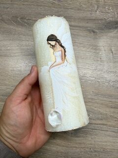 Andělská zlatavá svíce Novoluní s křišťálem | světelný ochránce | 16cm | 3