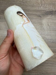 Andělská zlatavá svíce Novoluní s křišťálem | světelný ochránce | 16cm | 3 - Obrázek 3