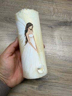 Andělská zlatavá svíce Novoluní s křišťálem | světelný ochránce | 16cm | 4