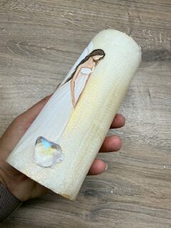 Andělská zlatavá svíce Novoluní s křišťálem | světelný ochránce | 16cm | 4 - Obrázek 3