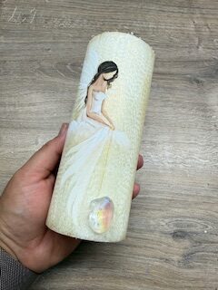 Andělská zlatavá svíce Novoluní s křišťálem | světelný ochránce | 16cm | 5 - Obrázek 3