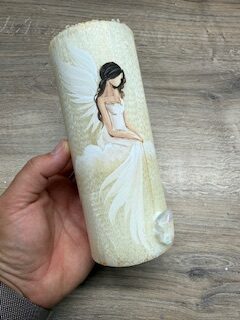 Andělská zlatavá svíce Novoluní s křišťálem | světelný ochránce | 16cm | 5