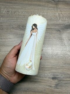 Andělská zlatavá svíce Novoluní s křišťálem | světelný ochránce | 16cm | 6