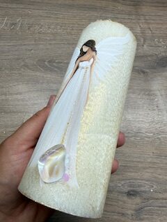 Andělská zlatavá svíce Novoluní s křišťálem | světelný ochránce | 16cm | 6 - Obrázek 3