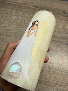 Andělská zlatavá svíce Novoluní s křišťálem | světelný ochránce | 16cm | 7 - Obrázek 3