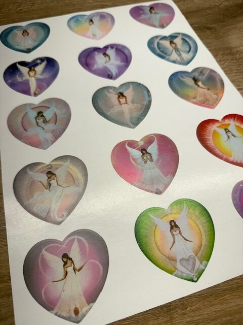 Andělské samolepky ve tvaru srdce pro radost | 1 arch s 15 srdíčky - Obrázek 7
