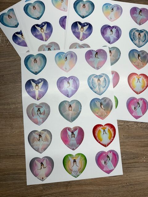 Andělské samolepky ve tvaru srdce pro radost | 1 arch s 15 srdíčky - Obrázek 2