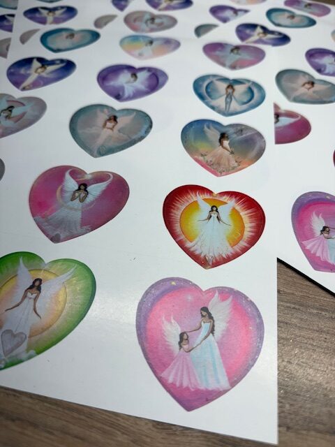 Andělské samolepky ve tvaru srdce pro radost | 1 arch s 15 srdíčky - Obrázek 6