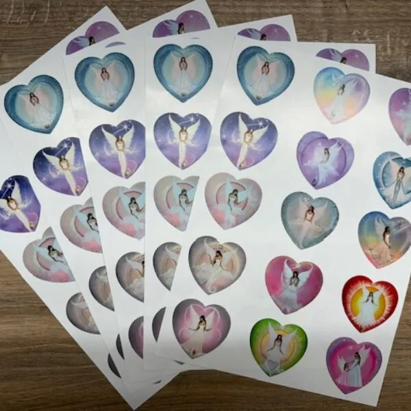 Sada po 5 ks | Andělské samolepky ve tvaru srdce pro radost