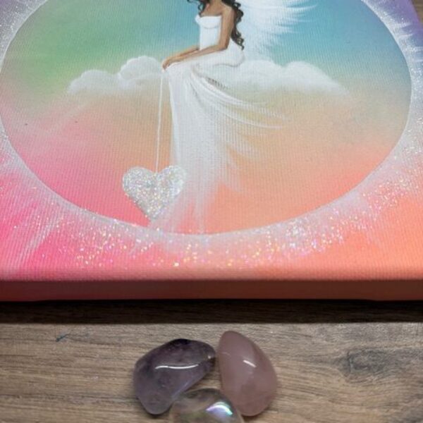 Andělský duhový obraz | Propojení se světlem | 1 | kamínky jako dárek.